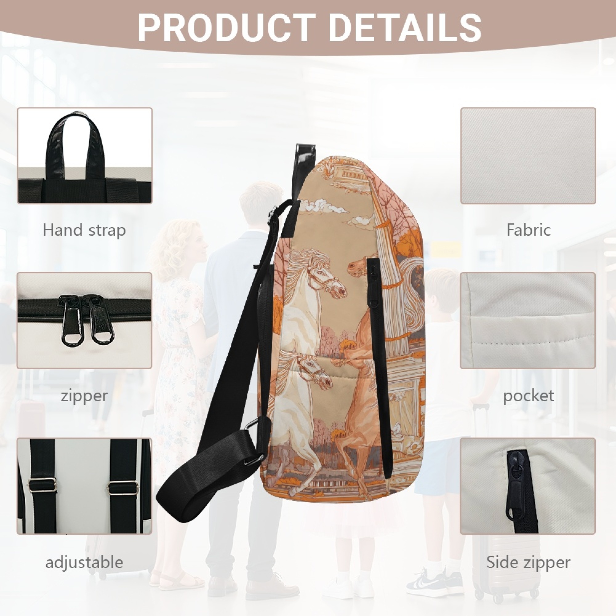 Custom H Designer Fashion Anti Theft Backpack Luxury Horse Pattern Unisex Full Print Backpack Laptop Bag Travel Bag H58