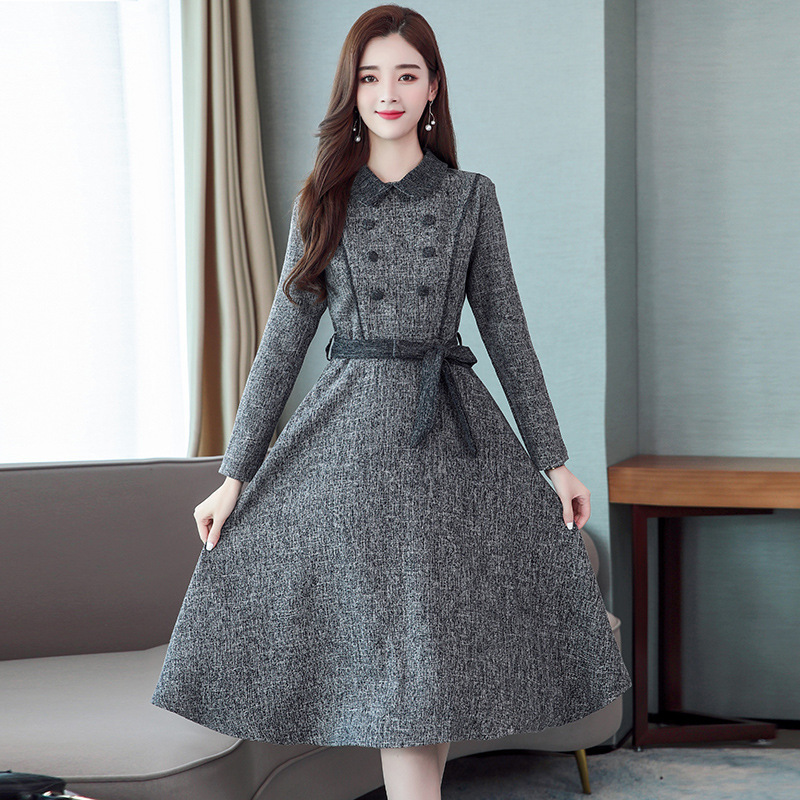 Fall Elegant And Figure-hugging Urban Sexy Women's Dress Real Photo Of A Stylish And Exquisite Petite And Fresh Style Knee-length Dress With A Ch