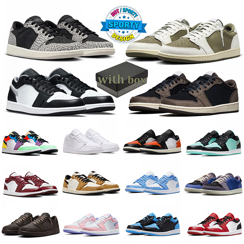 Free shipping With Box Designer Basketball Sneakers men women j1 1s Low Reverse Mocha Canary RetroeS Medium Olive Neutral White Black Trainers Sports casual shoes