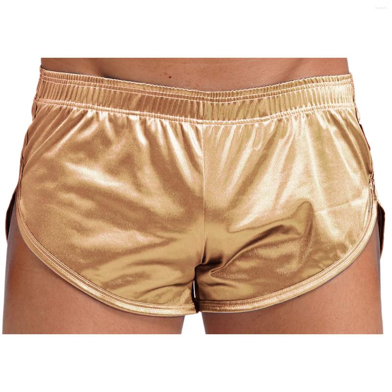 Men's Swimwear Man's Glossy Bottoms Mens Swimming Trunks Summer Beach Bathing Boxer Shorts Elastic Waist Loose Short Pants Z260314