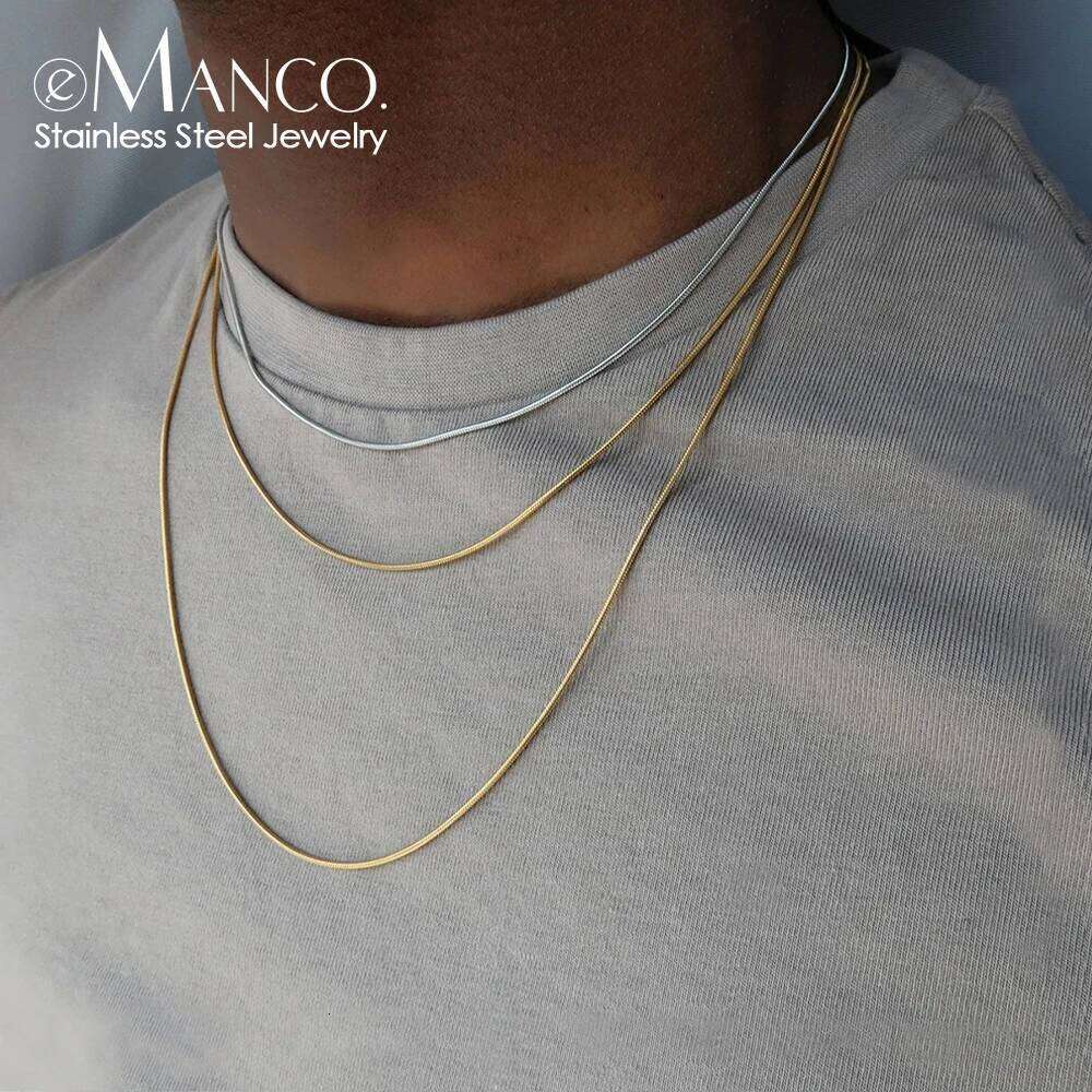 eManco Stainless Steel Snake Chain Choker Necklace Minimalist Collar For Women Man Jewelry Wedding Party Gift 1/1.5/2MM