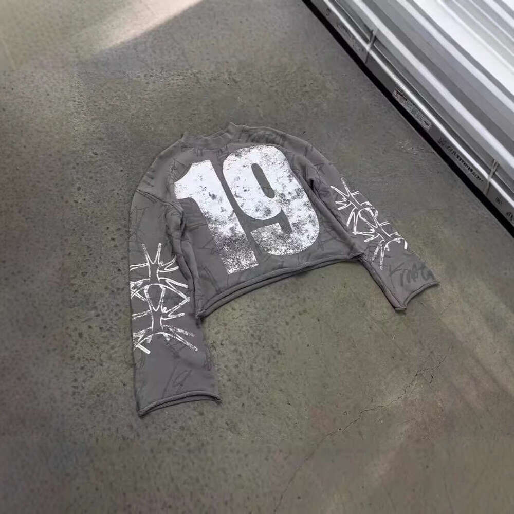 Gothic Street Style Digital Print Pattern T-Shirt Fashion Hip Hop Harajuku Retro Y2K Men's Casual Sweatshirt