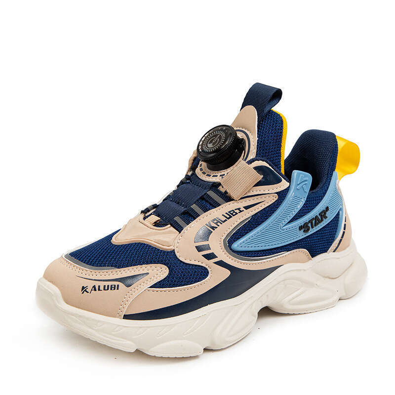 Spring Autumn New Style Rotating Button Children's Sports Primary Middle School Students, Soft Sole Mesh Shoes for Boys and Girls