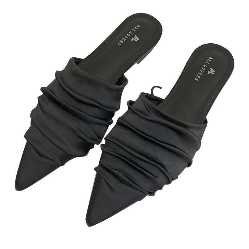 Fashion Pointed Soft Sole Closed-Toe Outdoor Half Slippers for Women 2026 New Flat Casual Daily Niche Backless Sandals