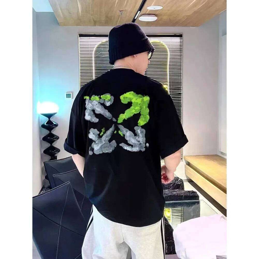 T Korean Trendy Brand Summer New Pure Cotton Short-sleeved Hand-painted Arrow Print Men's Women's Loose and Versatile T-shirt X260104