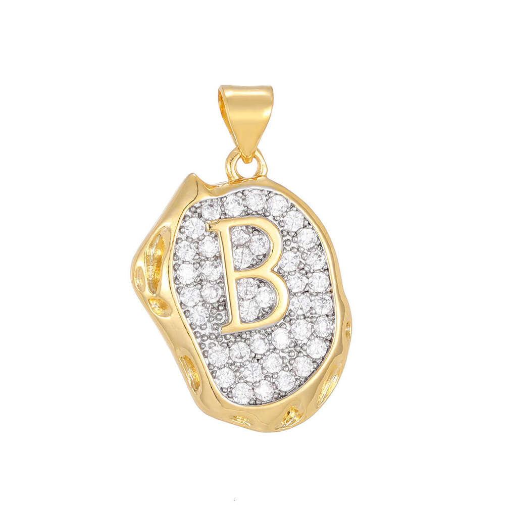 Cross-Border European and American Style Copper Plated Full Diamond 26 English Letters for Women Light Luxury High-End Sweater Chain Necklace Pendant