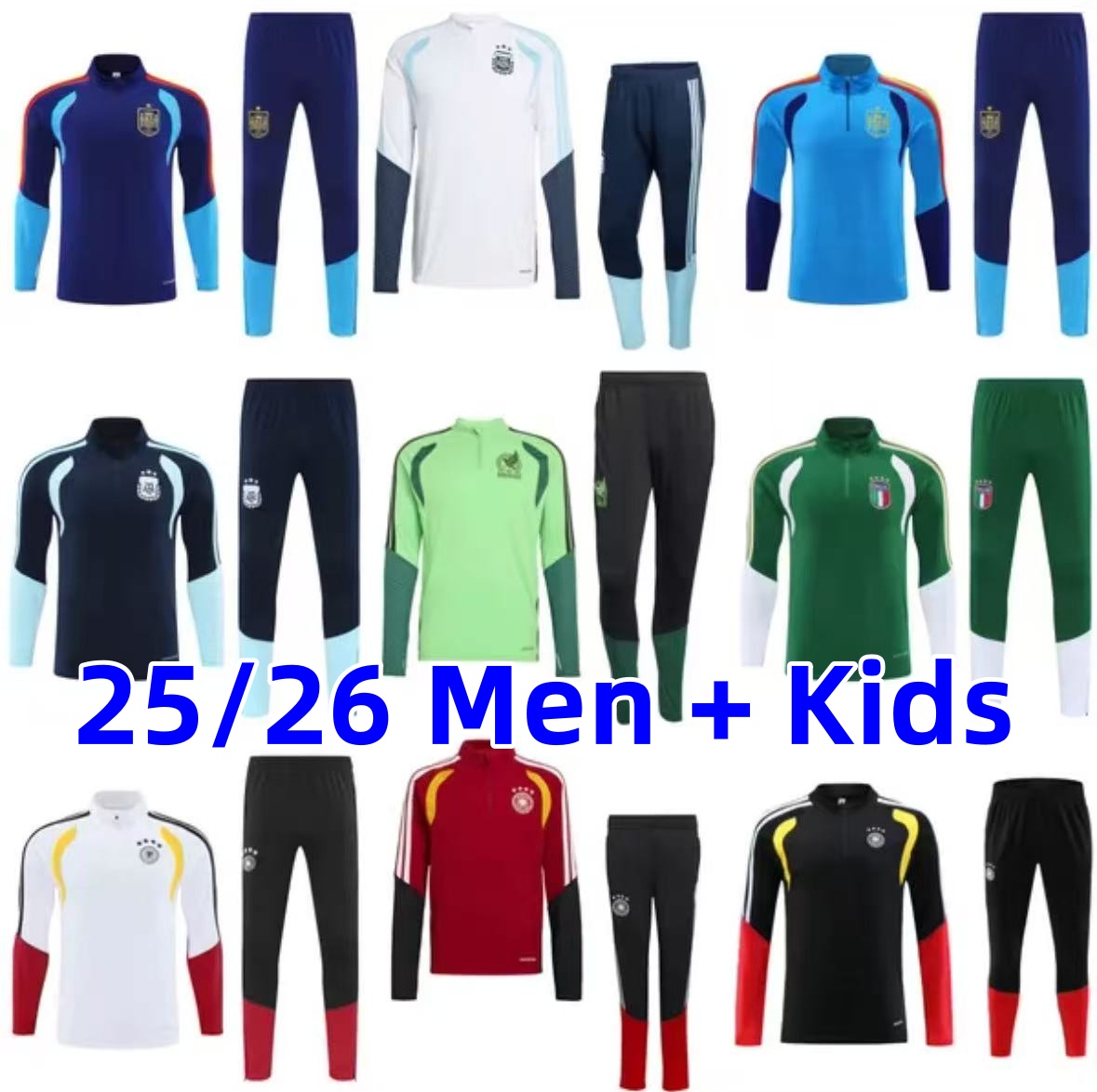 2026 Spain survetement Mexico handal futbol ltalia tuta calcio Deutschland soccer Training suit Sets 26 27 Argentina Brasil Long sleeves jogging Men Kids Tracksuit