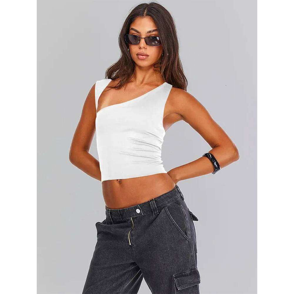 Newly 2025 Sleeveless Summer Crop White Black Casual Basic T Shirt Hot Girl Cut Out Sexy Tank Top Camisole