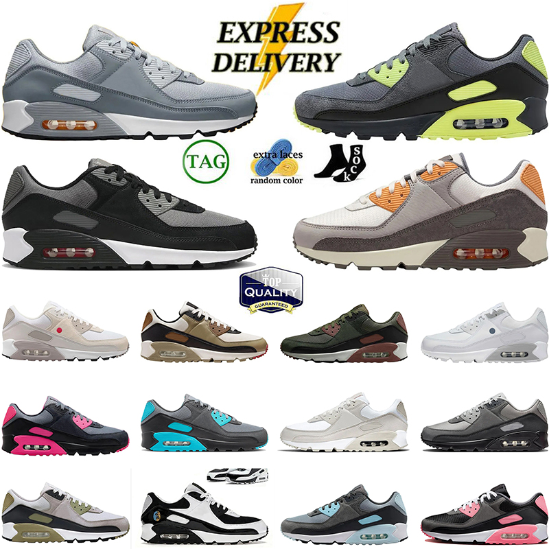 2026 Athletic 90 Sports Casual Shoes Designer 90s Men Women Hyper Cool Grey Smoke Grey Light Hyper Pink Running Shoes Recraft Leathers Mesh Laser Outdoor Sneakers