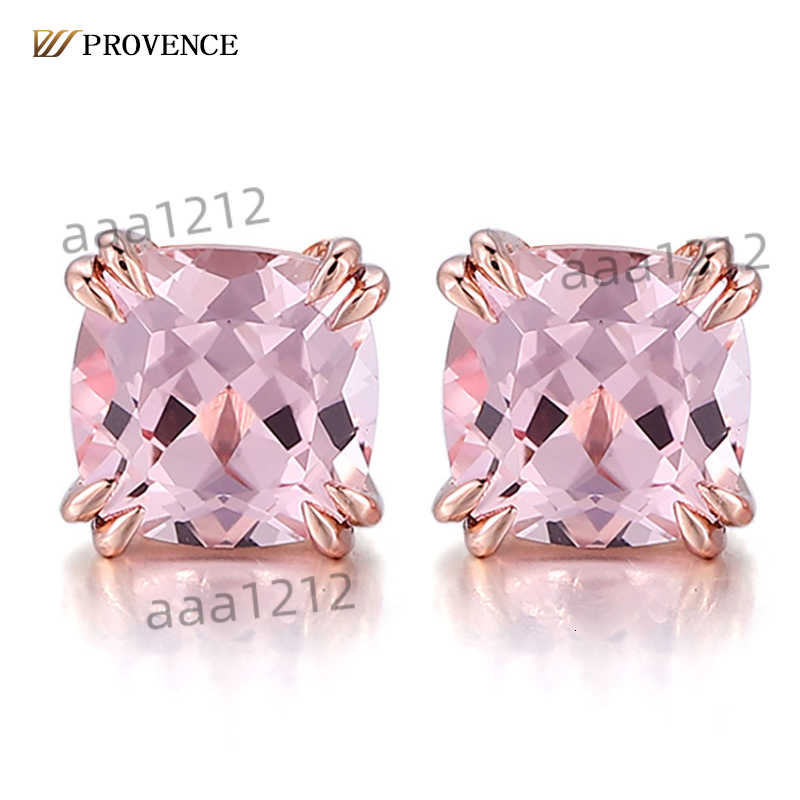 Real Solid 18k Rose Gold Earring Lab Grown Morganite Stud Earrings 4cara Cushion Cut pink Lab Gemstone Women Earrings Stud Set