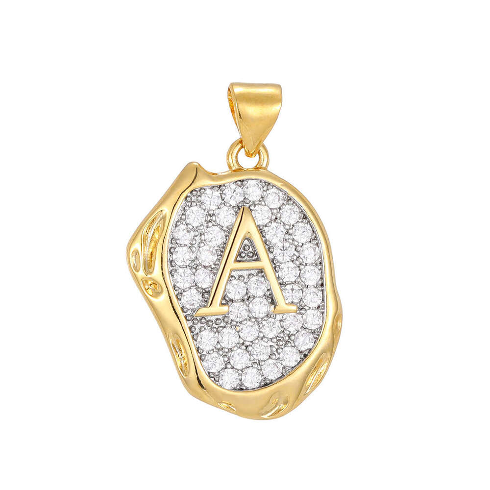 Cross-Border European and American Style Copper Plated Full Diamond 26 English Letters for Women Light Luxury High-End Sweater Chain Necklace Pendant