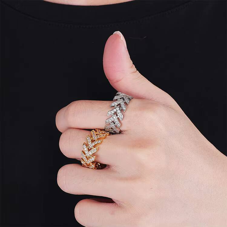 JWY High Quality 18K Gold Plated Brass Zircon Cuban Hip Hop Trendy Geometric Link Rings Princess Cut Number Copper