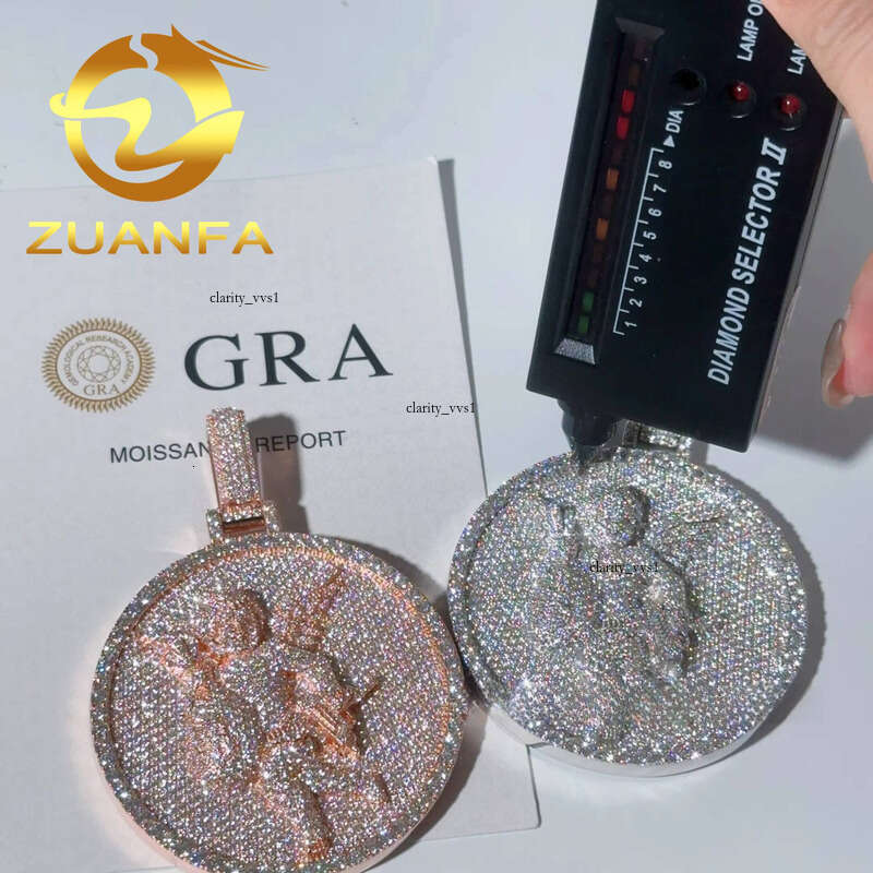 2.5inch Solid 925 Silver Round VVS Moissanite Custom Angel With Money Bag Hip Hop Iced Out Pendant for Chain