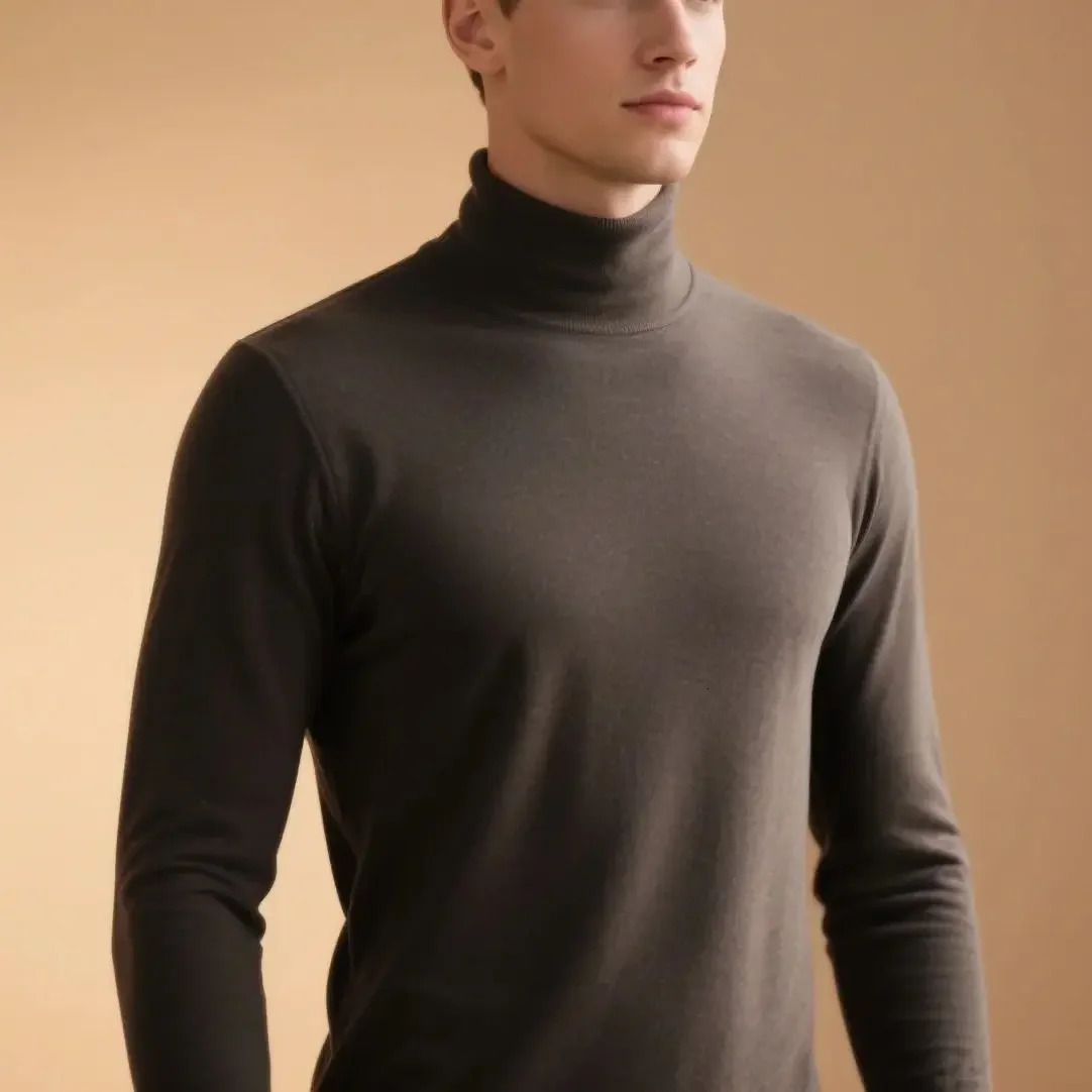 Mens Thermal Underwear Top Slim Fit Long Sleeve High Neck Shirt Autumn Winter Clothes Thin Tights for Cold Weather 251225