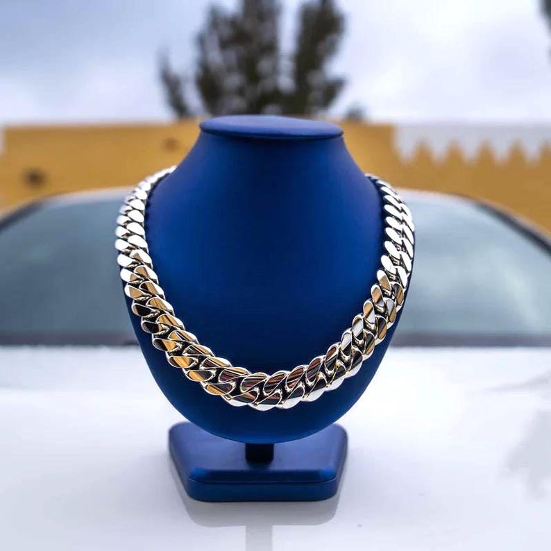 20mm Miami Cuban Link Chain Men Women Chain Cuban Necklace 925 Sterling Silver Handmade Silver Chain bracelet