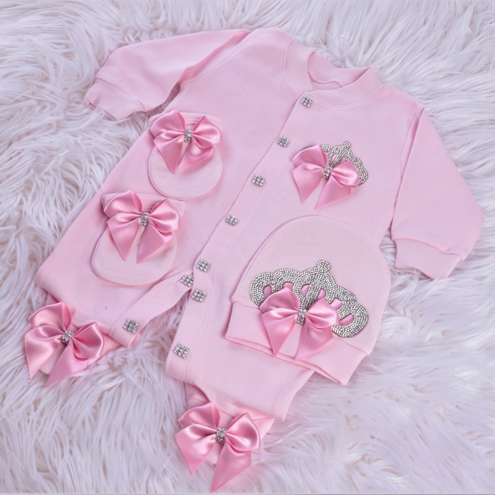 Rompers 4pcs Crown Jewelry Welcome Home Romper Baby Clothing Name Personalized Girl Boy Toddler's Cotton Outfits born Gift 220919
