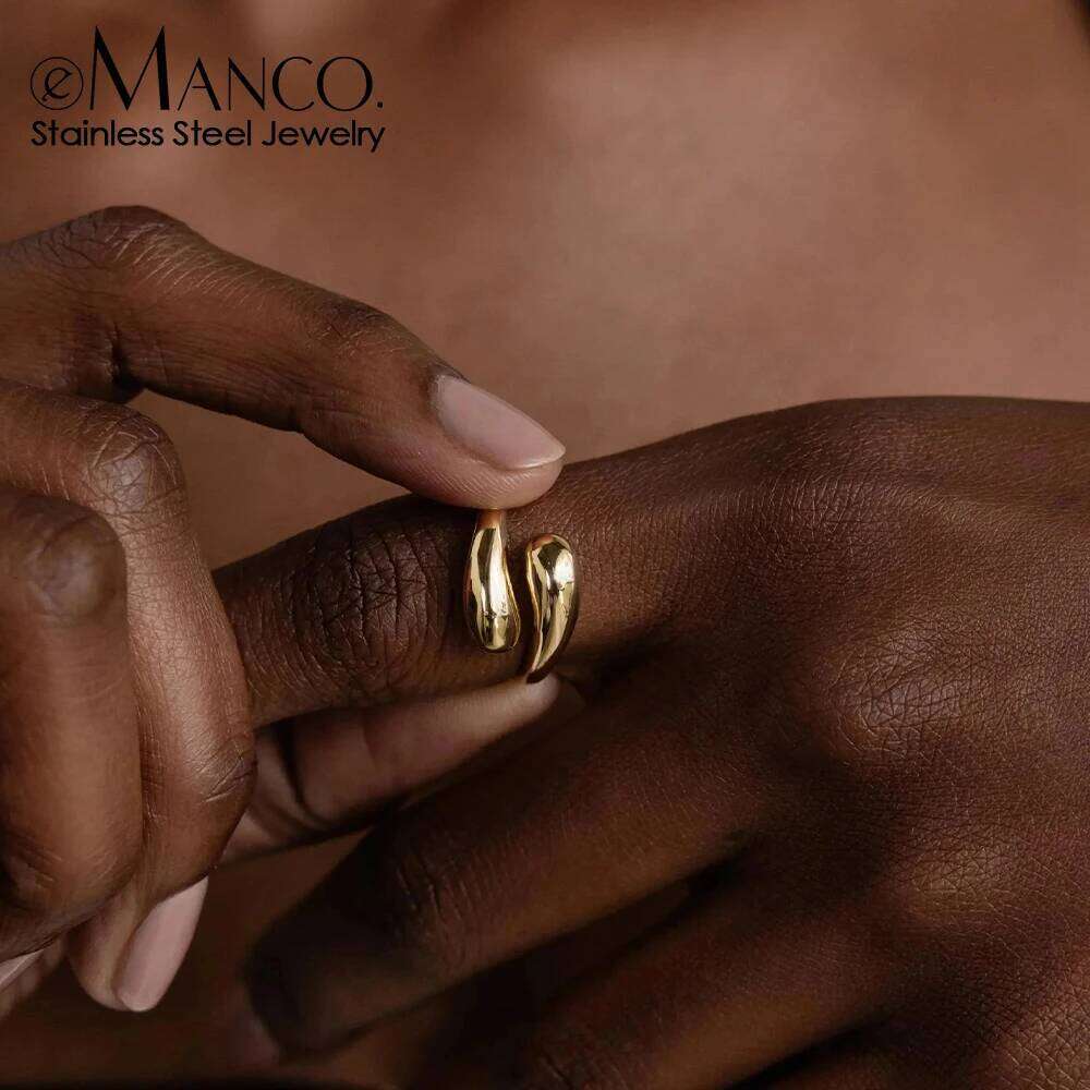 eManco Double Crossover Designer Stainless Steel Open End Ring Women's Fashion Jewelry