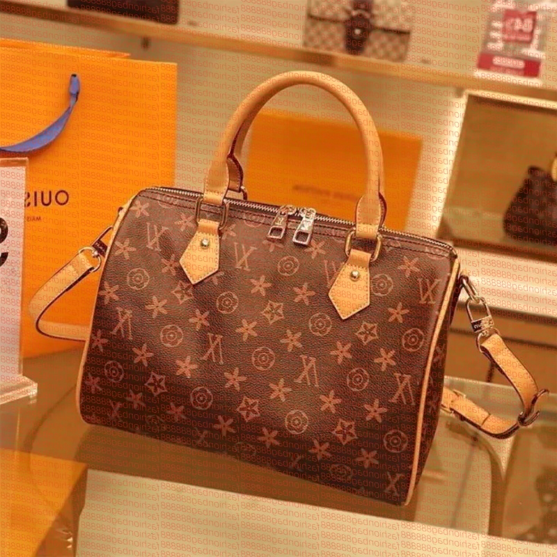 Womens Travel bag designer handbags leather zipper shoulder bag crossbody bag flower checked print high quality women tote bags luxury handbag With Gold lock