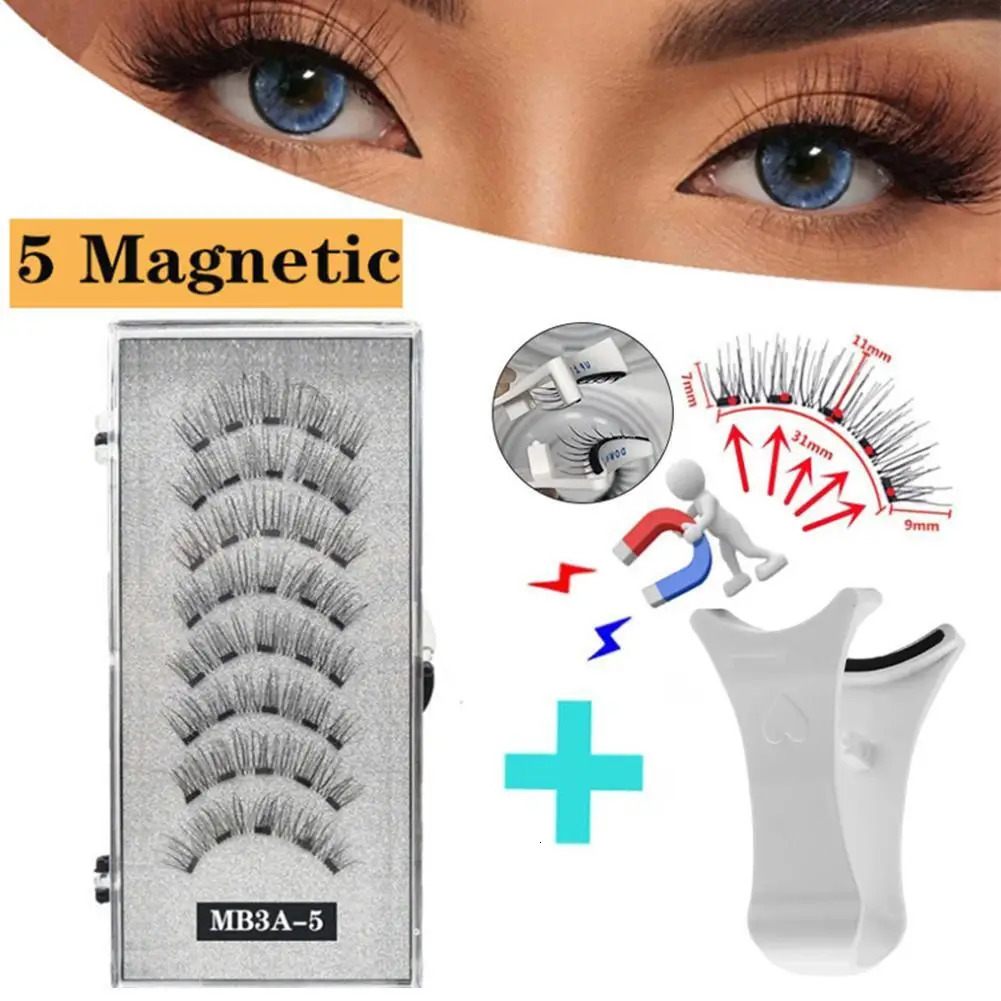 3D Natural With 5 Lashes Handmade Drop False Support Eyelashes Magnetic Reusable H8Y7 251231
