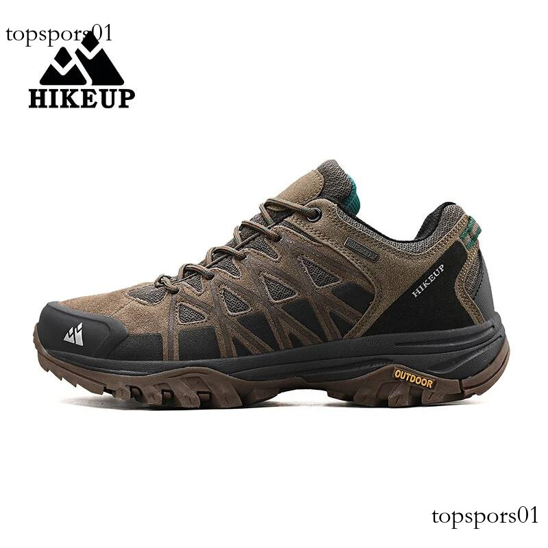 HIKEUP New Arrival Mens Hiking Shoes Breathable Lace Up Trekking Male Cushioning Outdoor Climbing Tourism Sneakers for Men