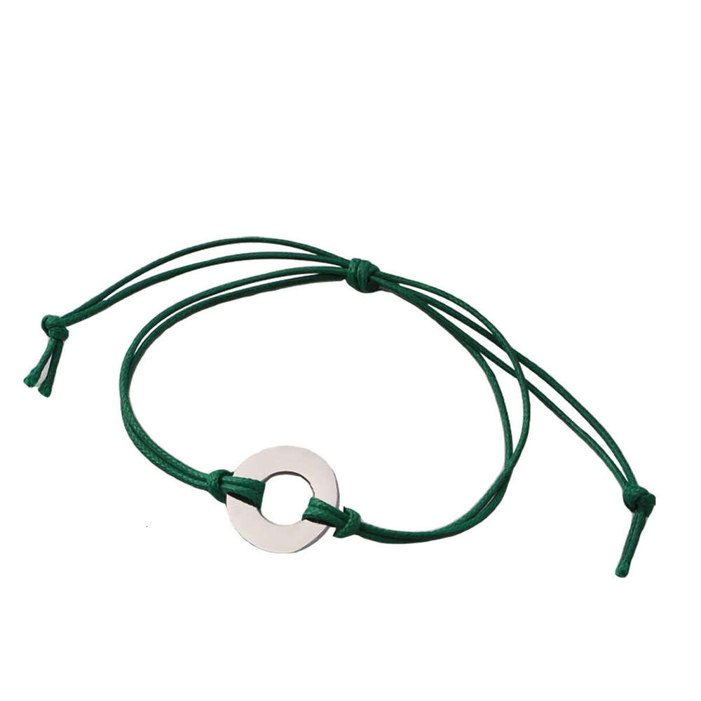 European and American Cross-Border Simple Titanium Steel Round Ring Wax Rope Adjustable Braided Bracelet Personalized