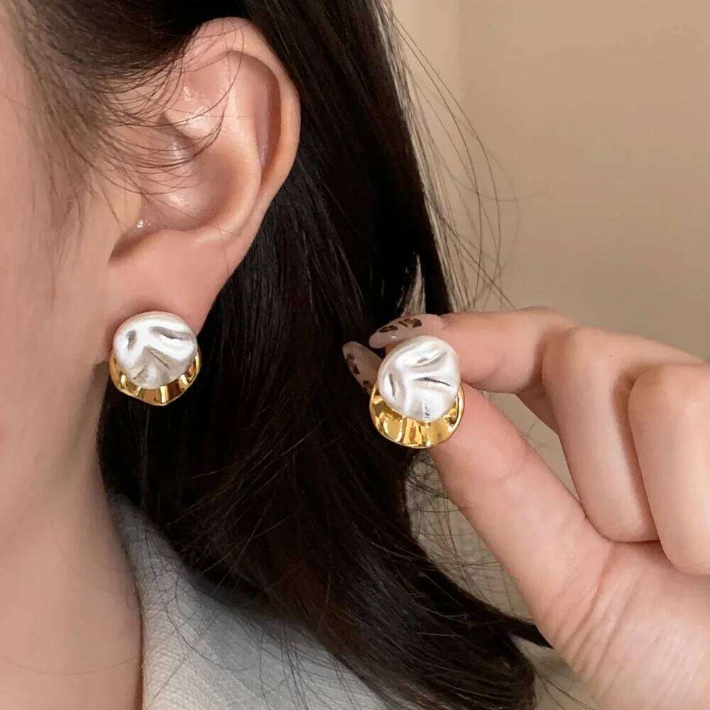Real 925 Sterling Silver 18K Gold Minimalist Irregular Round Stud Earring for Women Trendy Fine Jewelry Light Luxury Accessories