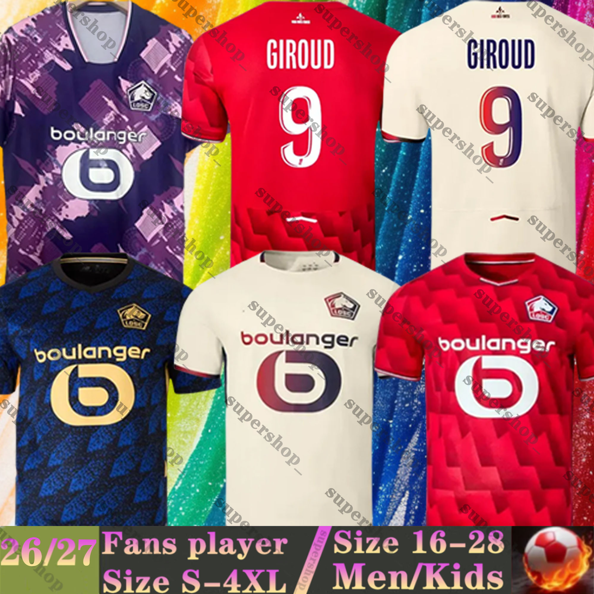 25 26 LOSC Lille Soccer Jerseys YAZICI GIROUD HARALDSSO CABELLA men Uniforms Third maillots de foot J.DAVID E.ZHEGROV Osame Sahraoui 2025 2026 Football Shirt kids kits