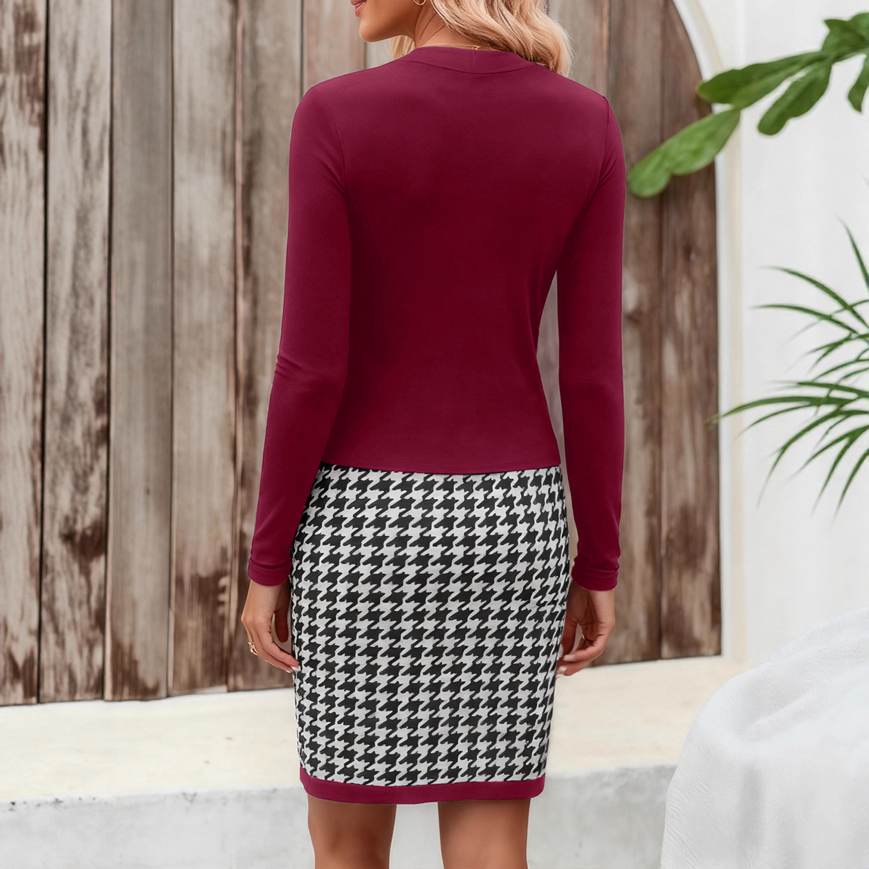 Exclusive European-style Urban Sexy Short Women's Dress In 2026 Autumn/winter Ghoul Pattern V-neck Long-sleeved Straight Skirt