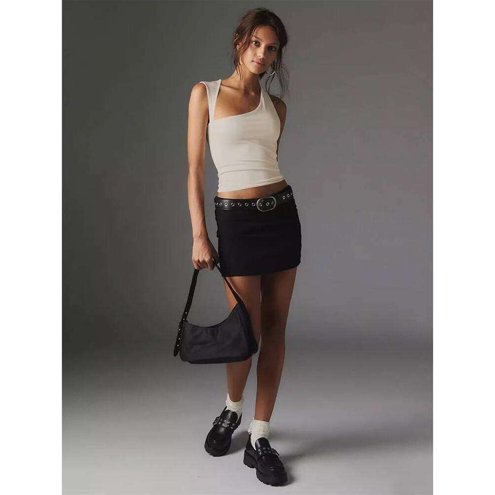 Newly 2025 Sleeveless Summer Crop White Black Casual Basic T Shirt Hot Girl Cut Out Sexy Tank Top Camisole