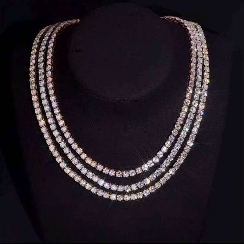 Rinntin MON's 2mm 3mm 4mm Hip Hop Silicon Stone Tennis Chain Sier Necklace - view 3