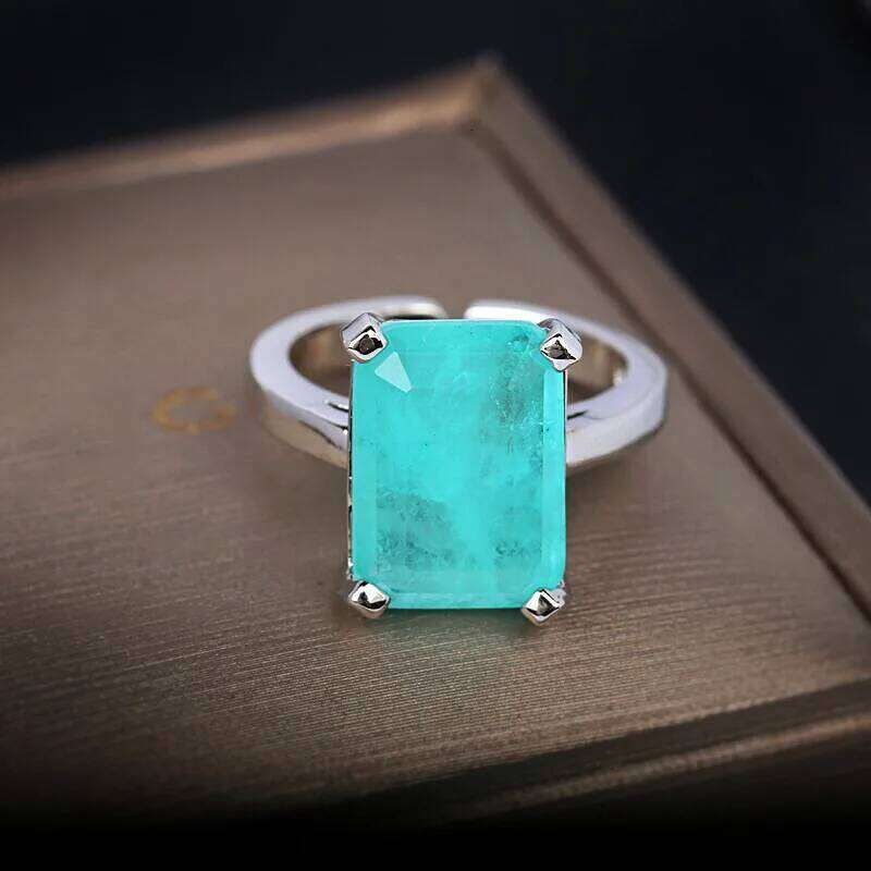 2024 NEW Luxury Rings for Women Paraiba Tourmaline S925 Sterling Silver Radiant Cut Finger Engagement Wedding Gift Fine Jewelry