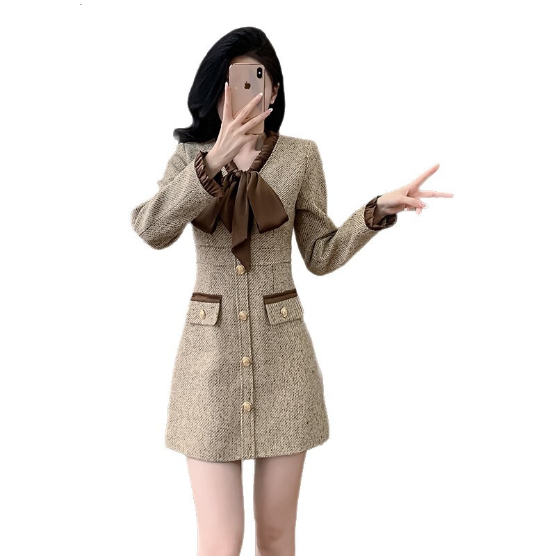 High-end Design High-end Socialite Tea Break Style Figure-hugging Dress A Feminine French-style Elegant Women's Dress In 2026 Autumn Style