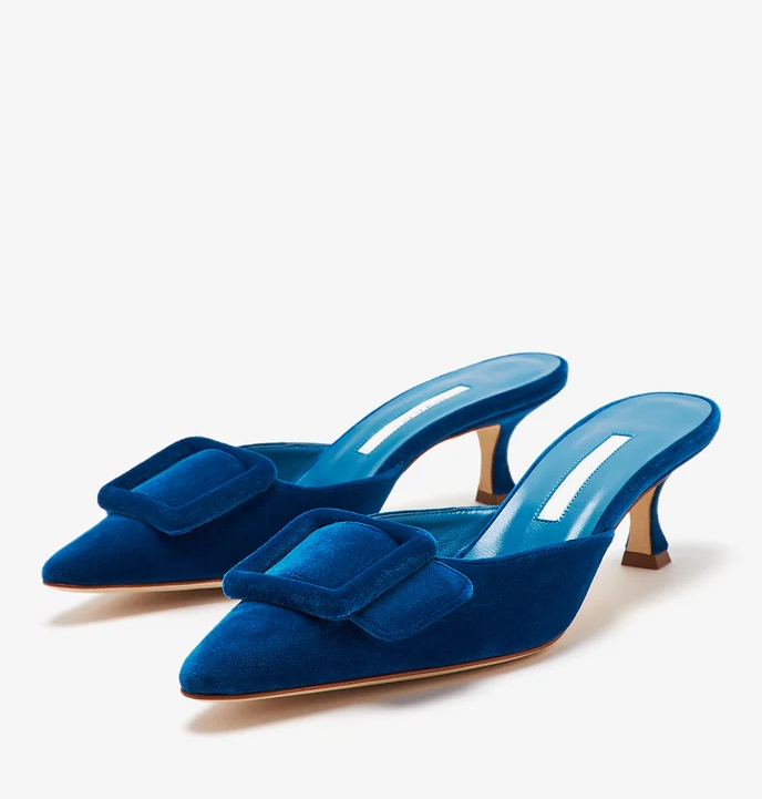 Designer Hot Casual Sandal Suede Slipper Slide Mules Maysale Mule Low Heeled Ladys Designer Sandals Pointed Pumps Maysale Jewel buckle EU35-43