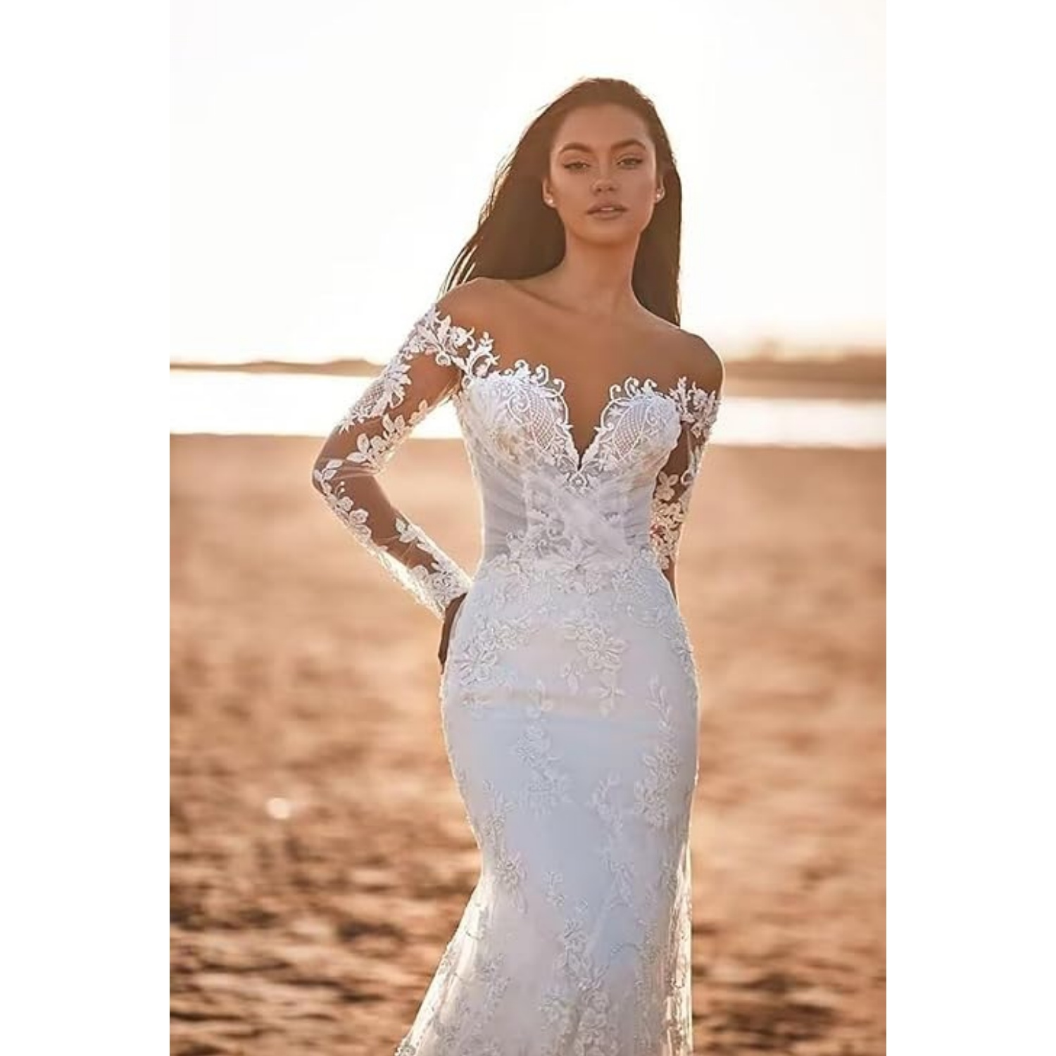 Vintage Long Sleeves Illusion Mermaid Slim Wedding Dress Backless Custom Bridal Gowns Formal Vestidos De Marriage Long Garden