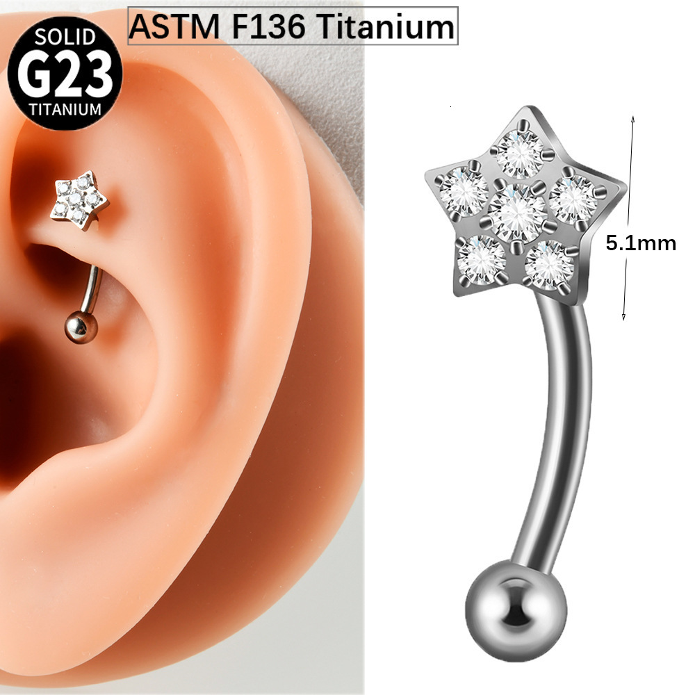 G23 Flower Zircon Earrings 16G Internal Thread Curved Rod Eyebrow Studs Marquise Butterfly Heart Five-Star Ear Bone Studs 250903