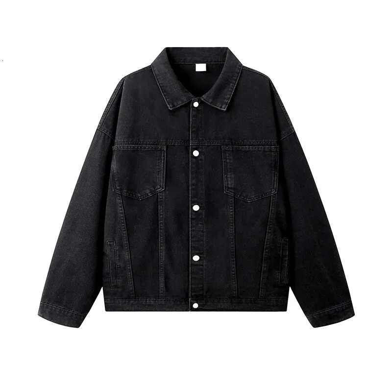 Spring Autumn Mens Singlebreasted Blue Denim Jacket Solid Color Retro Loose Outerwear Korean Fashion Jeans Jackets Streetwear 251230