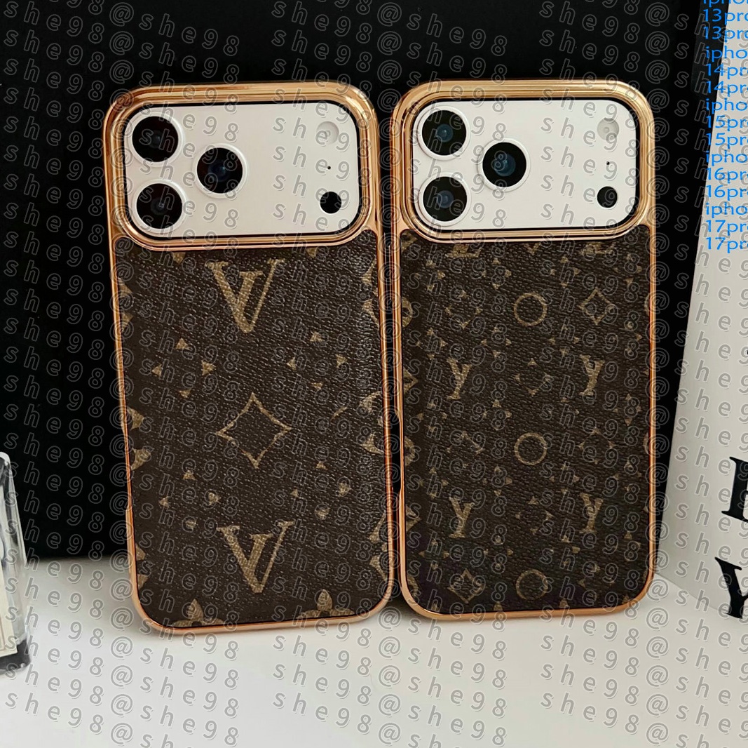 Luxury Mobile Phone Cases for iPhone 17 Air 16 15 Plus 14 14plus 13 13pro 12 12pro 11 Pro Max Full Designer Back Edge Protection Leather Floral Letter Print Case Cover