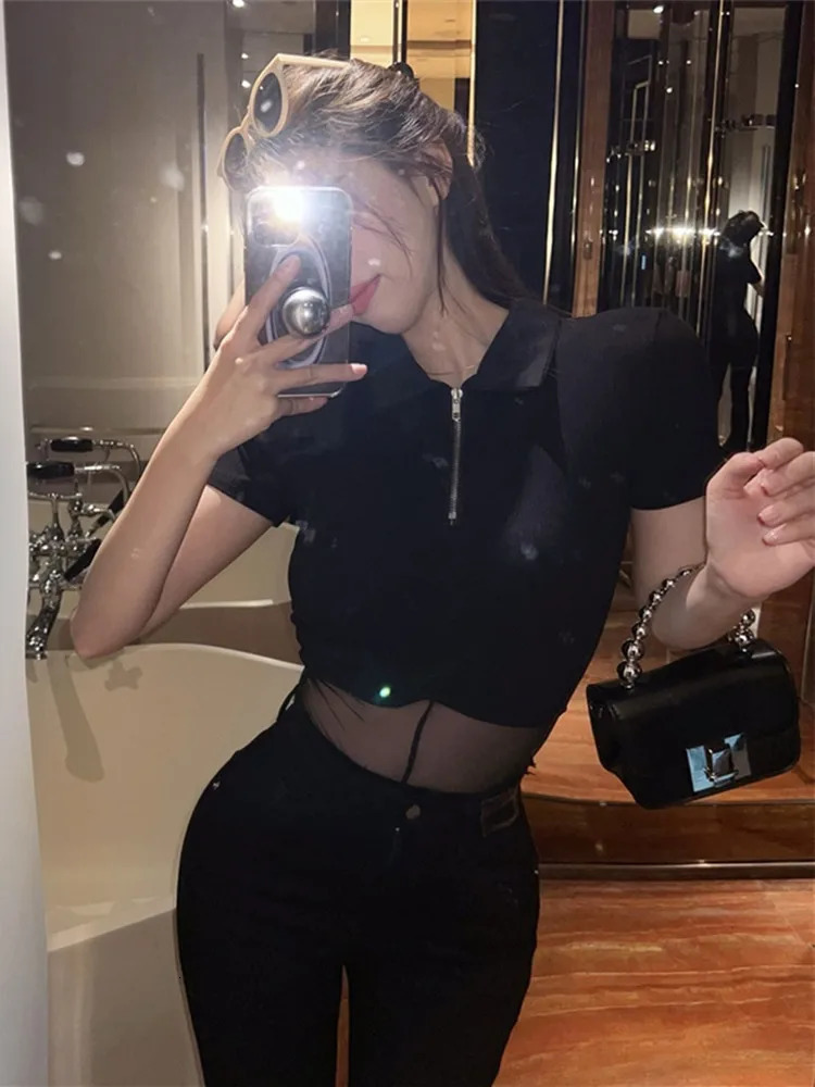 Mesh Patchwork Bodysuit Women Sexy Solid Long Sleeve Hipster Cleavage BodyShaping Party Style Gothic Clubwea 251231