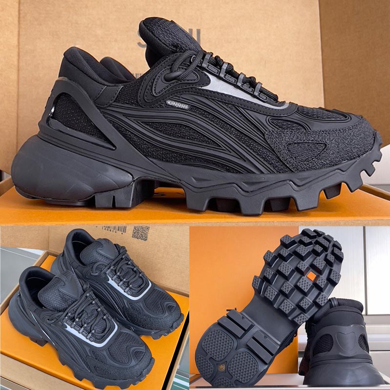 Designer Men Summit Sneaker Black Leather Mix of Materials Upper Unique Texture Epi Leather Deep Concave and Convex Pattern Rubber Sole New Outdoor Mens Sports Shoes