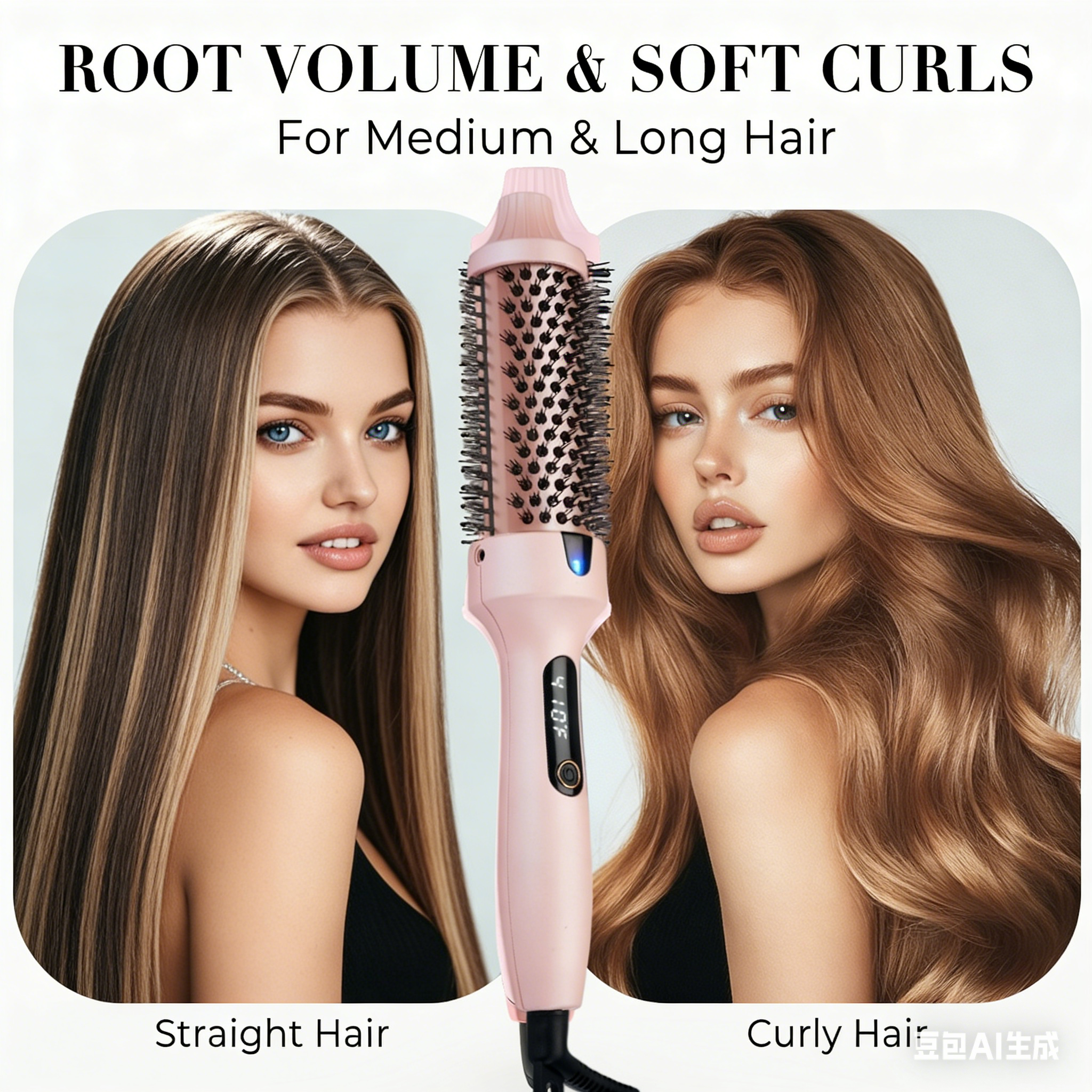 Hot Air Round Brush Volumizer and Straightener, Creates Long Lasting Volume and Smooth Styles