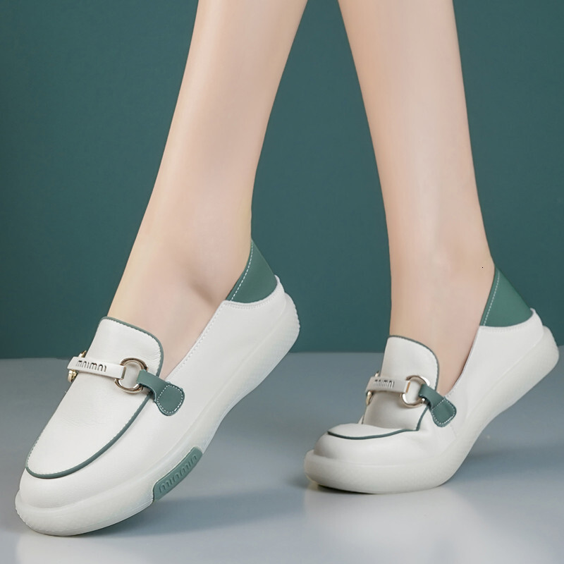Ddmysports Slip On Women S Spring Autumn New White Soft Shallow Mouth Loafers Rubber Sole Lightweight Single Shoes For Outdoor Shoes