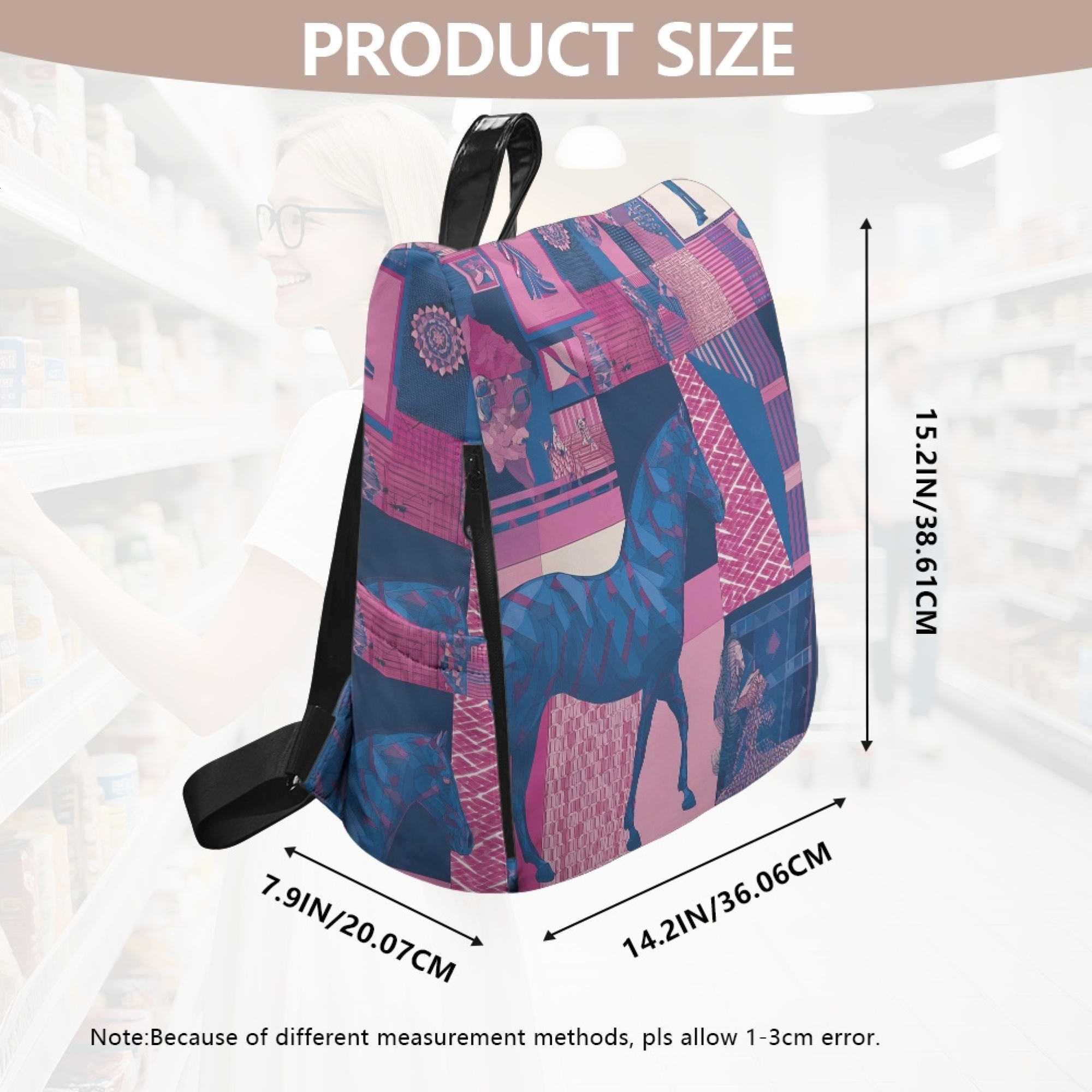 Custom H Designer Fashion Anti Theft Backpack Luxury Horse Pattern Unisex Full Print Backpack Laptop Bag Travel Bag H47