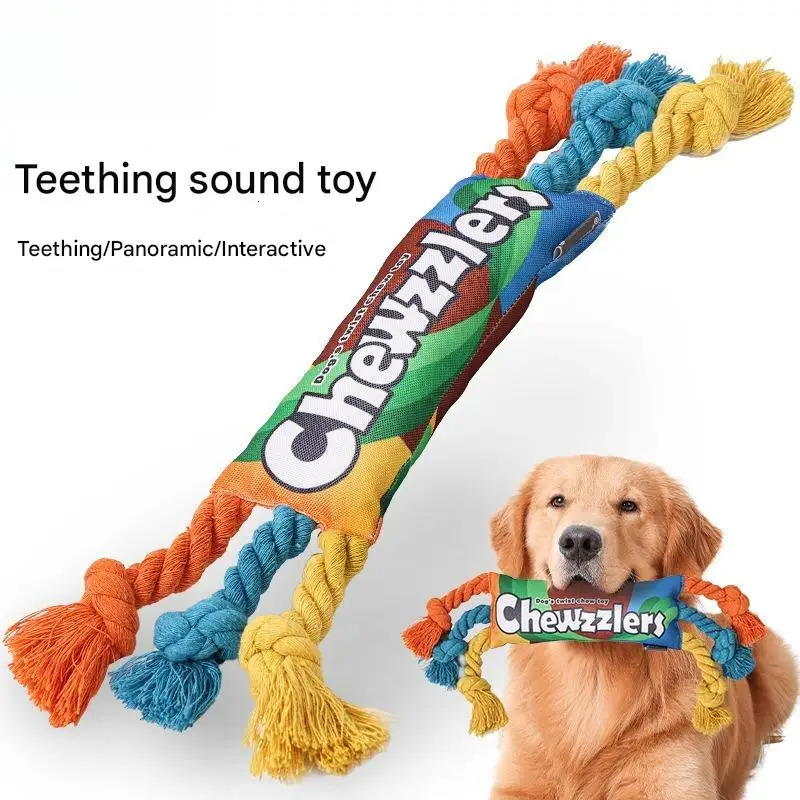 Rainbow Twist Candy Dog Chew Toy with Squeaker for Teeth Grinding Interactive Play Bite Resistant Pet Supplies 251225
