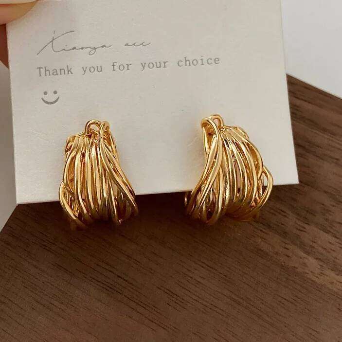 Real 925 Sterling Silver Hollow Letter C Stud Earrings for Women Stereoscopic Fine Jewelry Minimalist Trendy Accessories