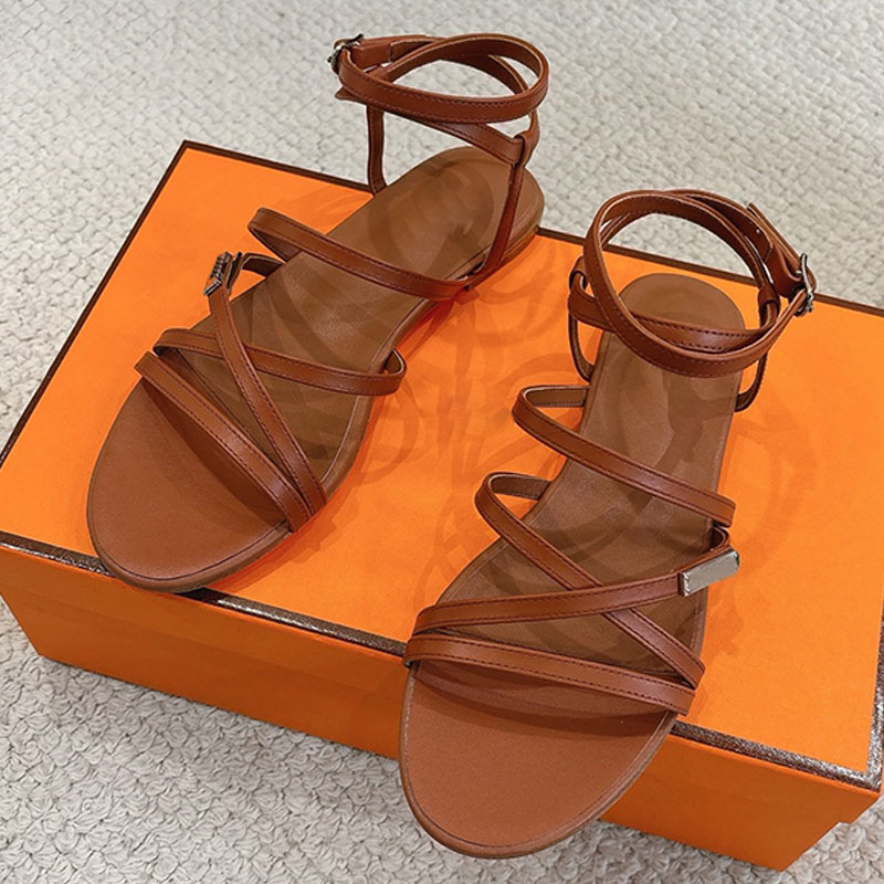 Famous Designer Female Beach Lullaby Sandals minimalist Travel flat bottomed Luxury sandals Palladium interlaced silhouette buckle Sandals