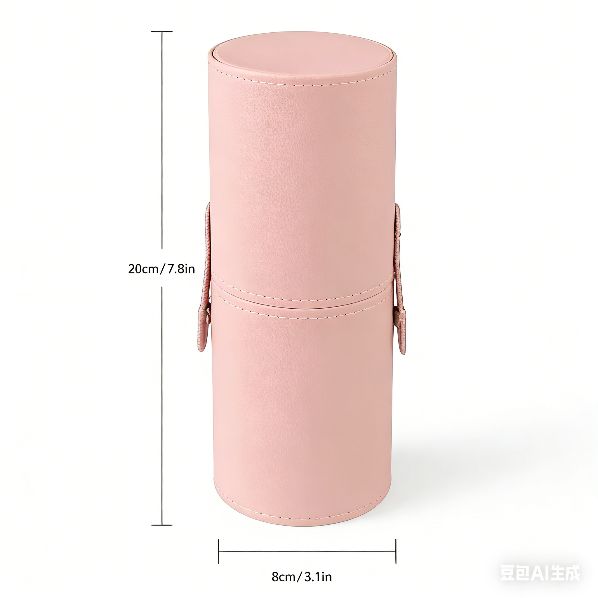 Travel Makeup Brush Storage Bucket Faux Leather Cylindrical Cosmetic Organizer Portable Buckle-Closed Makeup Tool Holder