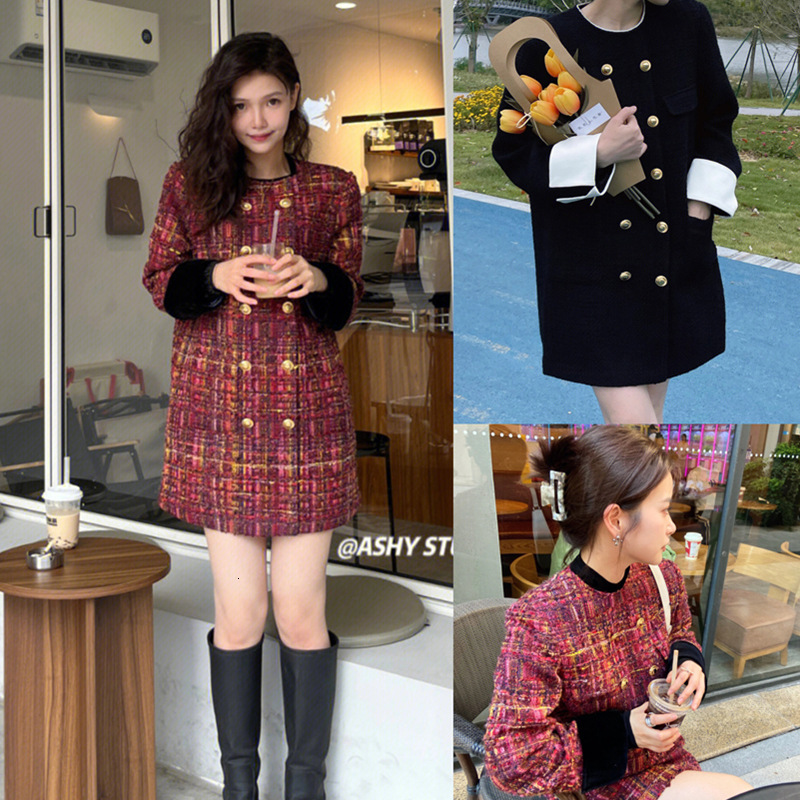 2026 Winter New Luxury Sexy Women's Dress - Christmas Two-color Two-button Loose Little Chino Style Dress - Wholesale