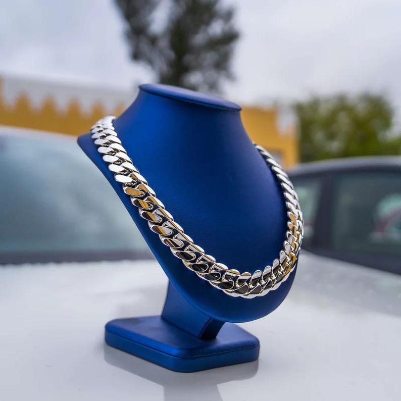 20mm Miami Cuban Link Chain Men Women Chain Cuban Necklace 925 Sterling Silver Handmade Silver Chain bracelet