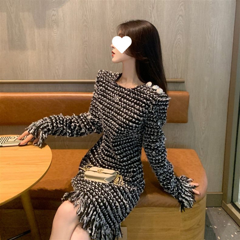 2026 New Urban Sexy Fragrance Style Dress With French Waist-slimming Design Long Sleeves Elegant And Light Luxurious Twill Spring/autumn Model