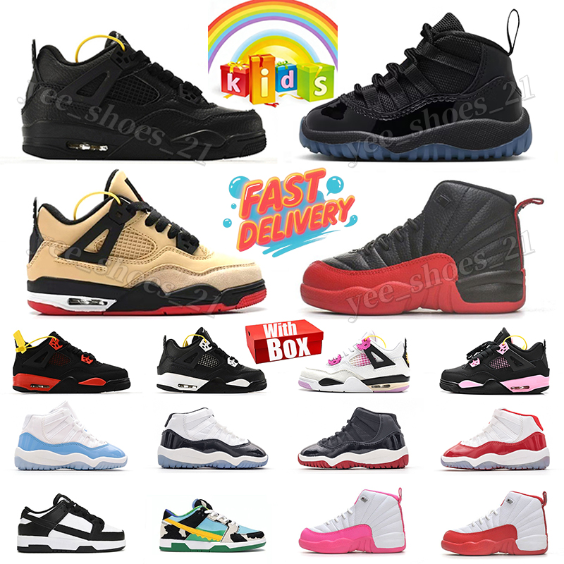 Kids Shoes 11s 4s Athletic Shoes Toddler Trainers Sneaker Gamma blue Gamma Black Cat Triple White Thunder Preschool Girls Boys Babies Child Sports Sneakers